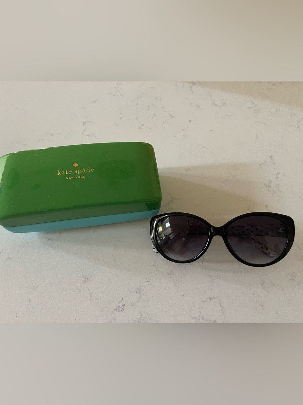 kate spade Black Women's Sunglasses with Green and Teal Case